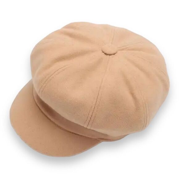 Beige Tweed Floppy Button Top Stiff Curve Brim Newsboy Caps NEW - Picture 3 of 4